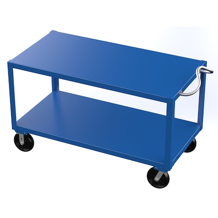 Vestil Blue Ergo-Handle Cart 2 Shelf Glass-Filled Nylon Casters 4000 lb 30x60 DH-PH4-3060